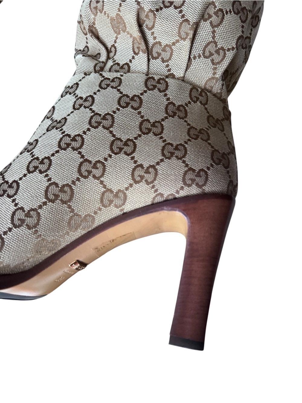 Gucci Beige GG Monogram Over-the-Knee Slouch Boots - Picture 4 of 16